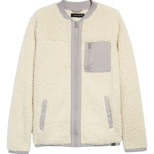 NEW Treasure & Bond Boys Fleece Baseball Style Jacket In Ivory Shadow Size XXL